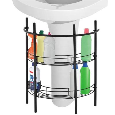 China Universal Viable Shelf Adjustable 3 Tier Bathroom Organizer Under Sink Storage Rack Bathroom Tool Holder à venda