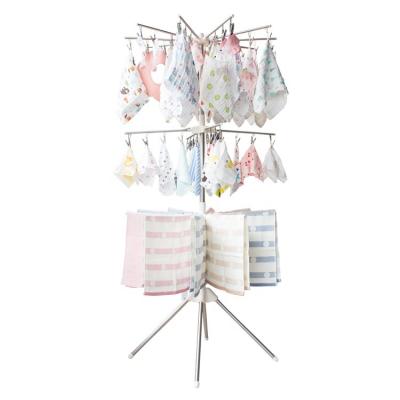 China Eco-friendly Standing Type Foldable Metal Laundry Cloth Hanger Rack Shelf with Wheels Stainless Steel Cloth Drying Rack Baby Cloth Rack for sale