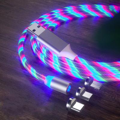 China Magnetic Fast Charging Speed ​​LVSHUO USB Fast Charging Cable Overflowing Light Phone Accessories Cable USB Led Luminous Lighting Data Cable for sale