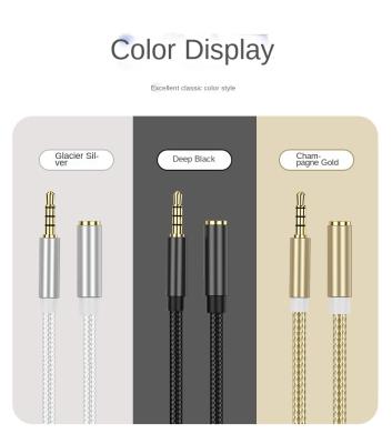 China Car Earphone Extension Cable Aluminum Alloy Speaker Nylon Male To Female Connecting Extension Cable Audio Cable 3.5mm for sale