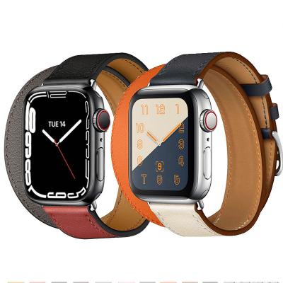 China Sport Leather Band For Apple Watch Logo 100% Genuine Leather Strap For Apple Watch Band 7 45mm 41mm Belt Strap For iWatch Se 6 5 4 44mm 40mm 42mm 38mm Strap for sale