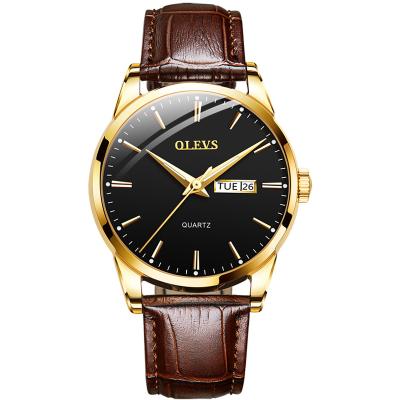 China Olevs 6898 Hot Selling Stock Automatic Leather Strap Quartz Wrist Classi Custom Big Date Men's Watch Luxury Waterproof Casual Luminous Belt Men's Watch for sale