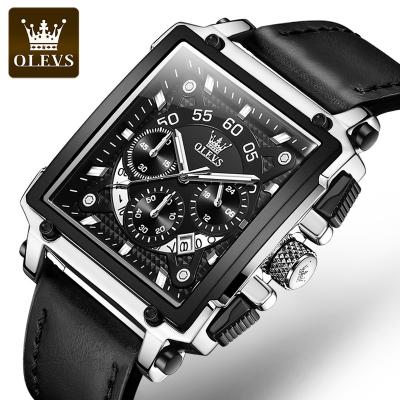 China China factory men's popular quartz watch classic men's sport chronograph olevs9919 brand luxury multi date wrist watch genuine leather watch for sale