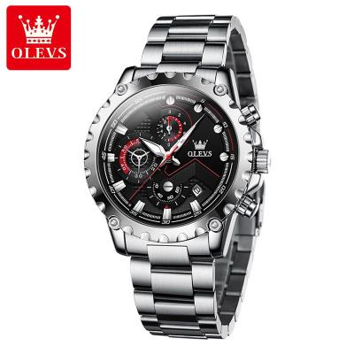 China OEM Custom Wholesale Brand Top Brand OLEVS Watch Leather Sports Stainless Steel Luxury Watches Waterproof Men Wrist Quartz Watch for sale