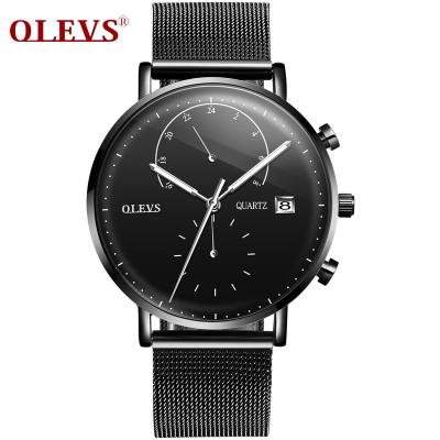 China OLEVS day/date brand quartz stainless steel watch strap milanese wristwatches cool personality fashion high quality waterproof men's watch for sale