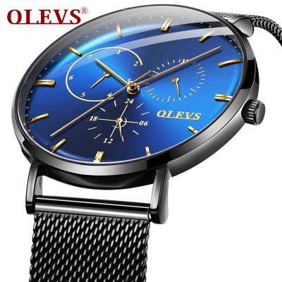 China Luxury Steel Mesh Watch Strap 5880 Japan Quartz Chronograph OLEVS Movement Mens Sports Watch Factory OEM Supply for sale