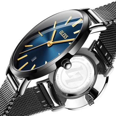 China OLEVS Date Couples Auto Casual Thin Waterproof Watch For Men Boy Quartz Steel Milanese Strap Wristwatches Fashion Mesh 2020 Brand Unisex for sale