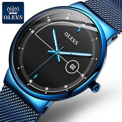 China Brand 9907 Auto Date OLEVS New Fashion Men Sport Wristwatch Mesh Band Waterproof Quartz Watch Custom Your Own Logo Watch for sale