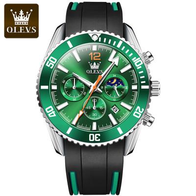 China Day/Date OLEVS 9916 Men Sport Military Leather Analog Casual Wrist Watch For Big Dial Quartz Watch Man for sale