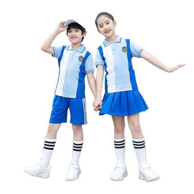 China Casual/Breathable Blue Primary School Uniform/Dress/Polo+Shorts Panties/Wholesale Casual Cute/Custom Made Suit Summer Sizing Fashion Women Set Custom Sizing for sale