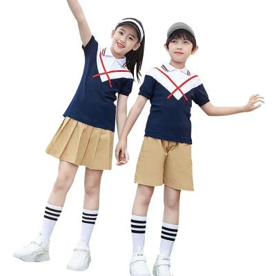 China Casual/sweat-wicking/breathable/polo shirt+short pants custom fashion colorful 2 piece casual shorts sets breathable summer suit school uniform for sale