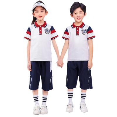 China Casual/Colorful/Sweat-wicking/Breathable Summer/Student Tracksuit 2 Pieces Set Polo Short Pants Kindergarten School Uniform Quick Dry Tracksuit for sale