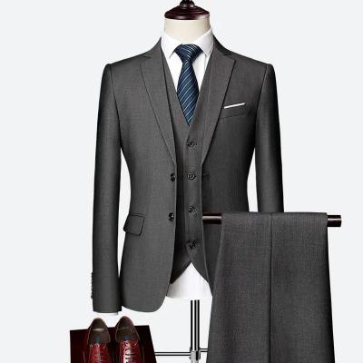 China 3 Piece Mens Suits Anti-Wrinkle Slim Fit Suit Black Wedding Suit Blazer Jacket for sale