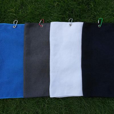 China Golf Playing 2021 Customized Plain Microfiber Waffle Golf Towel With Logo Golf Towel Custom for sale