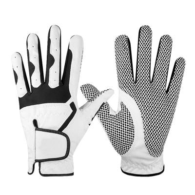 China Soft Comfortable Feel Cabretta White Leather Golf Gloves Men Gray Golf Glove for sale