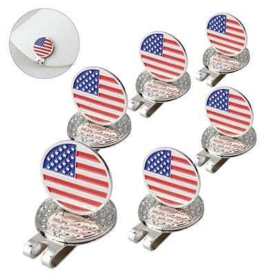 China Commemorative Awards Classic USA Flag Magnetic Steel Golf Ball Marker For Hat Clip for sale