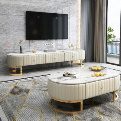 China Stainless Steel Extendable Center Table Furniture Living Room Coffee Tables And Luxury TV Stand Modern Home Furniture for sale