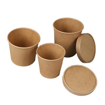 China High Quality Takeout White Soup Cup Brown Food Grade Recyclable Biodegradable Disposable Paper Soup Cups Food Grade Kraft for sale