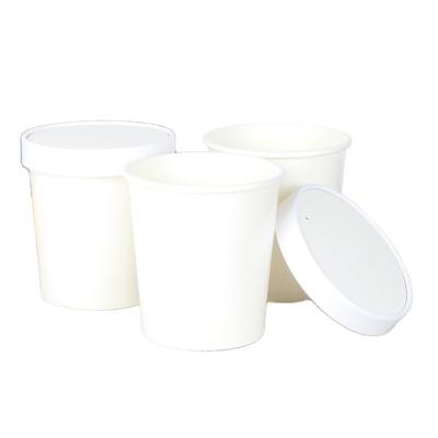 China Biodegradable Printing Customize White Paper Wrapping Soup Container Biodegradable Ice Cream Cups With Lids for sale