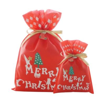 China Small BIODEGRADABLE Non Woven Promotional Christmas Gift Bag With Ribbon for sale