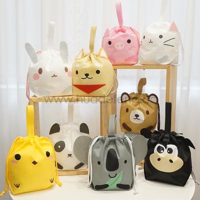 China Cartoon Pattern Aseptic Customized Animal Nonwoven Fabric Drawstring Gift Bag For Children's Day for sale