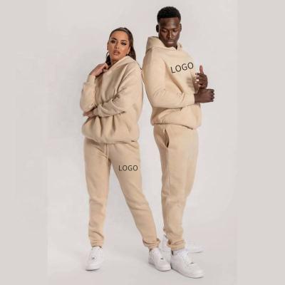 China Custom Logo Jogger Hoodie Sweatpants Cotton Sweatpants Set Custom Men Women Anti Shrink Joggers 2 Pieces Logo Unisex Hoodies Fits Set for sale