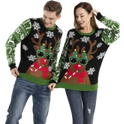 China Custom Anti-wrinkle Ugly Sweater Christmas Couple Knitted Christmas Sweater Family for sale