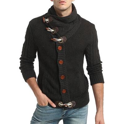 China Autumn Warm Casual Chunky Knit V-Neck Long Sleeve Winter Cardigan Sweater Anti-wrinkle Fashion Plain Mens Knitwear Tops Turtle Neck Custom Made for sale