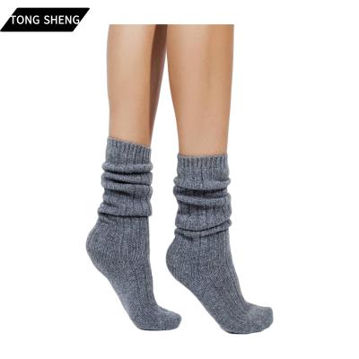 China All Seasons Custom Long Ribbed Knit Merino Wool Cashmere Knock Down Warm 100% Pure Cashmere Winter Socks Unisex for sale