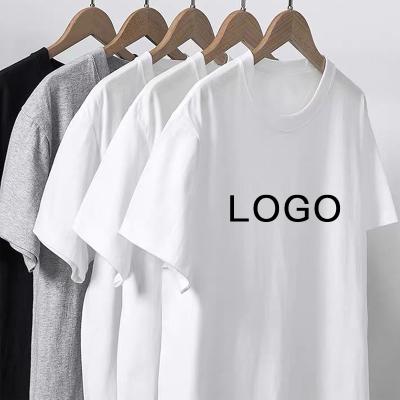 China Custom Plain Anti-Wrinkle Mens Blank Logo Embroidered Logo Embroidered White T-shirt 100% Loose Cotton 2xl T Shirt For Men for sale