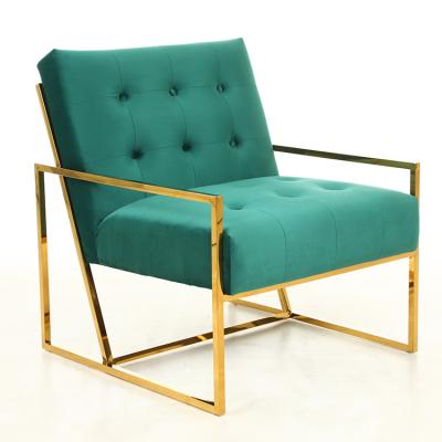 China (Other) Modern Adjustable Living Room Sofa Chair Hotel Stainless Steel Legs Velvet Armchair for sale