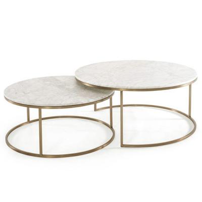 China Modern Marble Adjustable Double Deck Living Room Use Hotel Round Tea Table (Other) for sale