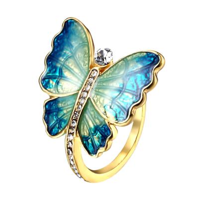 China LWR60317 Juego De Anillos Beautiful Charm Wedding Party Ring Enamel Yellow Blue Butterfly Rings FASHION Jewelry For Women for sale