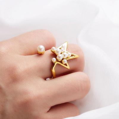 China LWR60313 Cincin Perak FASHIONABLE Star Pearl Star Pearl Minimalist Wedding Rings or Engage Rings 18k Gold for sale