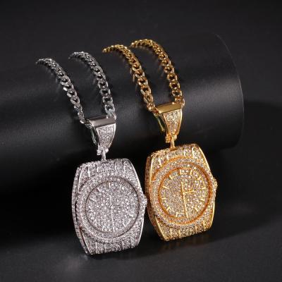 China Hiphop LWW90099 Designer Iced Out Watch Shaped Rapper Pendant Mens Hip Hop Fashion Gold Bling CZ Jewelry LEWELL for sale