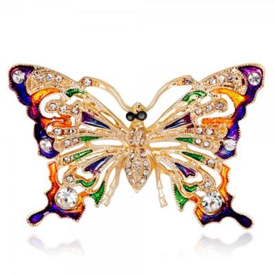 China LWB30210 Fashion Charm Vintage Lady Accessories Hollow Enamel Butterfly Rhinestone Brooches Pins For Women for sale