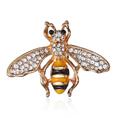 China LWB30208 ALLOY Rhinestone Cute Coat Lapel Metal Animal Insect Bee Brooch Pin For Women Jewelry for sale