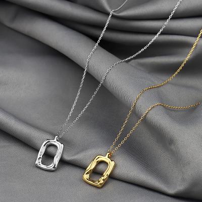 China Simple Geometric Oval Pendant Necklace Sterling Silver Gold Plated S925 CIO LWB40697 Fashion Trendy Women Jewelry 925 for sale