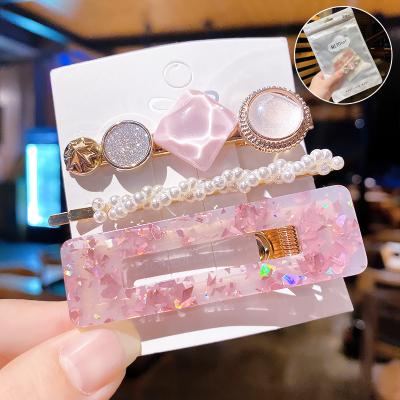 China Eco-Friendly Barrette Hair Clip 26 Various Designs Beads Kid Hair Clip Girls Metal Clamp Elegant Glitter Headdress Hair Accessories for sale