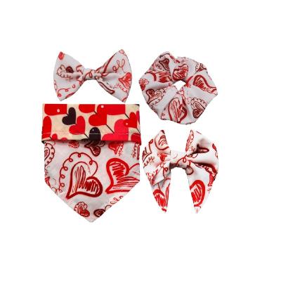 China Valentine's Day Design OEM Design Pet Stocked Accessories Supplier For Pet Bandana Bowtie And Hair Clips for sale