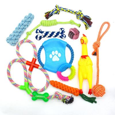 China 5 Viable Customized FunPet Accepted Squeaky Rope Toy Gift Interactive Tug Dog Chew Toys Set For Dog Play for sale