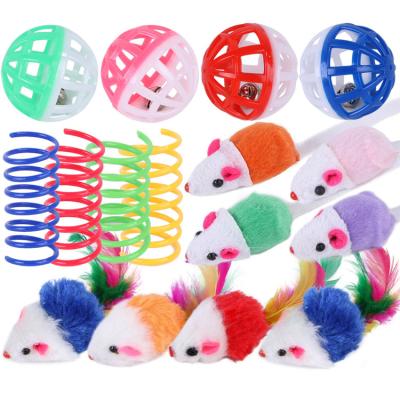 China Stocked 21pcs Pet Supplies Toy Set Variety Pack Cats Funny Mouse Catnip Sisal Balls Gift Value Feather Sets For Small Cat for sale