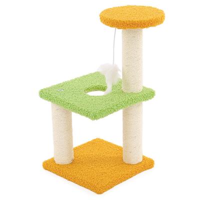 China Pet Toy Sisal Cat Scratching Post for Furniture Protector 20*20*40cm Kitten Climbing Post Jumping Tower Toy With Ball Cat Scraper for sale