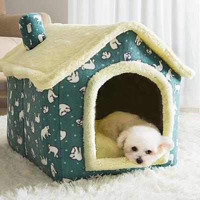 China Wholesale Fashionable Warm Quality Pet Bed Cushion Warm Plush Cat Nest For Winter Breathable Comfortable Pet Room Semi-enclosed House for sale