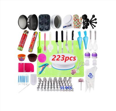 China Viable 223 PCS Cake Baking Supplies Kit Complete Stand Turntable Cake Decorating Tool Kit for Cake Tools for sale