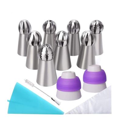 China 2020 Viable Cupcake Cake Decorating Icing Tips 22 Pcs Stainless Steel Russian Piping Tips Set For Cake Baking Tools for sale