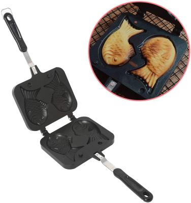 China Non-Stick Baking Surface 2020 Non-Stick Double Pan Fish Shape Cake Pancake Maker Bakeware Waffle Iron Pan Mold Aluminum Alloy Mold for sale