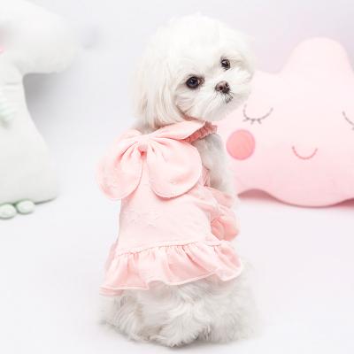 China 2021 viable summer and spring new hot sale pet clothes teddy dog ​​dress bow type beautiful for sale