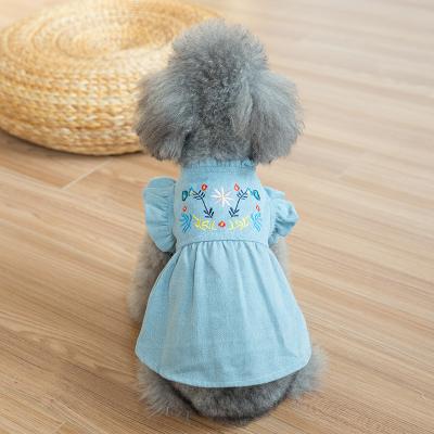 China Sustainable Pet Princess Dress Spring And Summer Style Skirt Dog Clothes Slim Teddy Dog Denim Skirt Clothes for sale