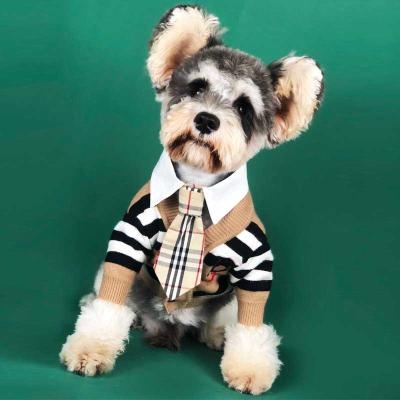 China Sustainable Popular Brand Spring Autumn Pet Apparel Stripe Dog Cardigan Sweaters for sale